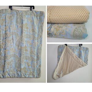 Croscill Napoleon Nicolette King Pillow Sham VTG Blue Gold Piping 39x26" USA 2PC